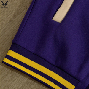 Purple Color Patchwork Varsity <b>Jacket</b> Yellow Striped Trim Unisex Letterman <b>Jacket</b> Chenille Embroidery Streetwear Bomber Coat - Product Image 6