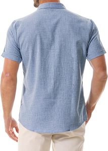Chemise de plage en lin pour homme, manches courtes, décontractée, boutonnée, pour les vacances - Product Image 2