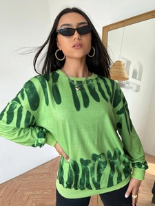 Sudadera Oversize de Cuello Redondo para Mujer, 100% Algodón, Estampado Dip Dye, Manga Larga, Tejido de Punto, Estilo Verano - Product Image 6