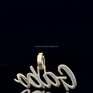 Joyería de Hip Hop, cepillo personalizado, letra cursiva, chapado en oro, nombre, COLLAR COLGANTE, cadena de diamante personalizada - Product Image 4