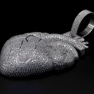 Luxury Iced Out Heart Shape Pendant Hip Hop Fine Jewelry Solid 925 Sterling Silver Pendant Pass Diamond <b>Tester</b> Pendant For Men's - Product Image 4