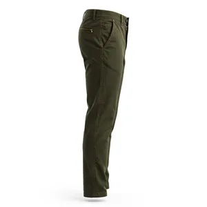 Pantalones Chinos de Lona de Algodón Verde Oliva para Hombre AMKOOR ENTERPRISES, Cierre de Botones, Corte Recto, Peso Medio, Transpirables, Ideales para Primavera - Product Image 4