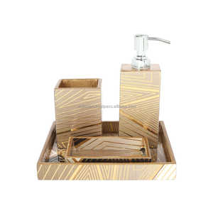 Juego de accesorios de baño de MDF con estampado esmaltado de lujo con diseño elegante para el hogar, el hotel y la decoración moderna del baño - Product Image 2