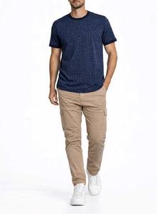 Camisetas de Manga Corta para Hombre, Nuevo Diseño, Tela Transpirable de Algodón y Poliéster, Venta al Por Mayor, Cuello Redondo Beige Clásico, Servicios OEM - Product Image 3