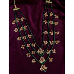 Collar de cuentas Kundan de plata 92,5, joyería fina para mujer - Product Image 1