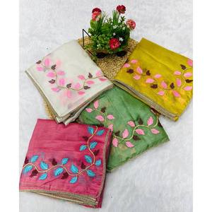 Designer Ethnic Saree with Beautiful Thread Embroidery Work - Product Image 1