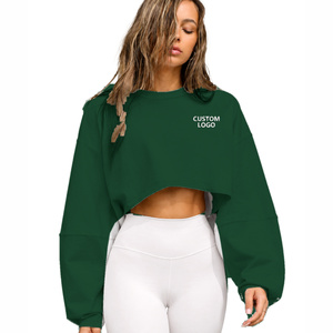 Women Personalized Custom Logo Crop <b>Sweatshirt</b> Loose Fit <b>Yoga</b> Gym Fitness Workout Sportswear Pullover - Product Image 2