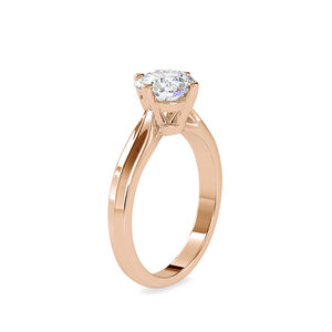 Bague à quatre griffes avec moissanite ronde et diamant, tige plate, un cadeau classique idéal pour les femmes modernes - Product Image 2