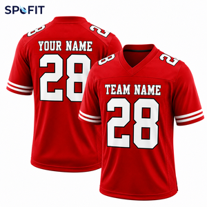 เสื้อฟุตบอลอเมริกันชายสีตามสั่ง คอวี แขนสั้น พิมพ์ลายแบบซับลิเมชั่น ระบายเหงื่อ แห้งเร็ว ผ้าตาข่ายระบายอากาศ - Product Image 5