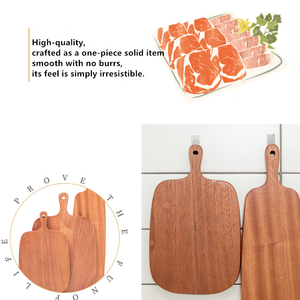 Tabla de cortar pequeña de madera Muso con logotipo personalizable, tabla para cortar carne y pan de nogal oscuro con mango de madera de nogal - Product Image 3