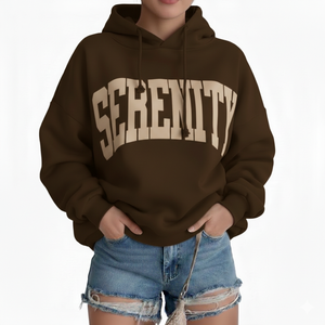 Sweat à capuche oversize pour femme, pull décontracté d'hiver en polaire douce, manches longues, coupe ample, style urbain moderne, logo avant, écologique - Product Image 5