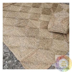 Tapis rectangulaire en bambou tressé, décoration intérieure, tapis de sol en fibres naturelles, fait main, accent décoratif pour salon, salle à manger, chambre et patio - Product Image 1