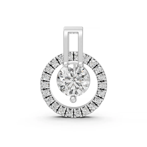 Colgante de Oro Blanco de 14K con Diamante Redondo Cultivado en Laboratorio, Halo Circular, Chapado en Rodio, Certificado IGI, Joyería Fina Elegante, Unisex - Product Image 1