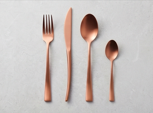Ensemble de couverts modernes en cuivre mat, compatibles lave-vaisselle, en métal, idéal pour les mariages et les dîners - Product Image 4