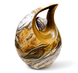 Urnas de Cremación para Adultos AHO, Acabado Antiguo Colorido, Forma de Lágrima y Corazón, para Cenizas Funerarias, Metal, Latón/Aluminio, 200 Pulgadas Cúbicas, Ecológicas - Product Image 2