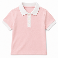 Polo pour garçons à col contrastant, manches courtes, en coton tricoté uni anti-boulochage, décontracté, été, 120 cm, 180 g, pour enfants