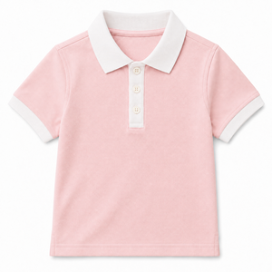 Polo pour garçons à col contrastant, manches courtes, en coton tricoté uni anti-boulochage, décontracté, été, pour enfants - Product Image 6