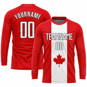 Custom Canada <b>Flag</b> Soccer Jersey Breathable Short Sleeve Round Neck Team Uniform Sublimation Sportswear Soccer Jersey - Product Image 2