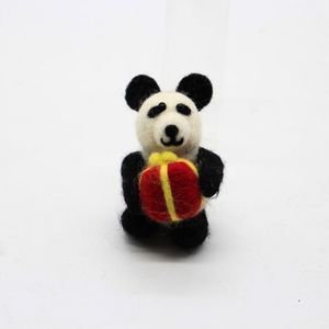 Felt Panda Animal Christmas Decoration Cartoon Handicraft Gift Holding <b>Red</b> Present - Product Image 5