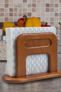Support de boîte à mouchoirs en bois fait main vintage pour la maison, la table à manger, le café - Product Image 2