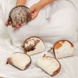New Stylish Coin <b>Purse</b> Genuine Cowhide Fur Leather Multifunctional Card Holder Integrated Zipper Closure Women's <b>Small</b> Wallet - Product Image 1