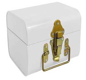 Coffre de rangement métallique blanc de petite taille pour la maison, portable et léger, pour vêtements et bijoux - Product Image 1