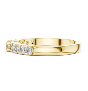 Anillo de Boda de Media Eternidad con Diamante Moissanita Corte Marquesa en Oro Amarillo para Mujer, Anillo Apilable de Promesa de Aniversario - Product Image 5