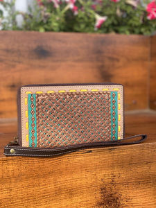 Cartera de cuero tallada a mano, funda de teléfono de embrague, colección elegante, carteras multiusos, Cartera de Color turquesa para mujer - Product Image 3