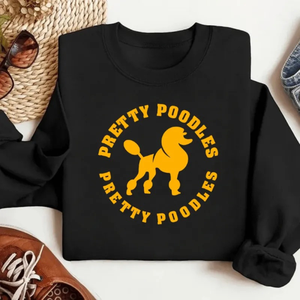 Sweat-shirt à imprimé graphique pour femmes PRETTY POODLES, noir, col rond, décontracté, tendance, streetwear, vêtements personnalisés - Product Image 1