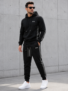 Conjunto Deportivo con Capucha para Hombre RITS, Negro, Manga Larga, Color Sólido, Ropa Casual, Bolsillos Laterales, Cierre con Cordón, Estilo Invernal, 100% - Product Image 1