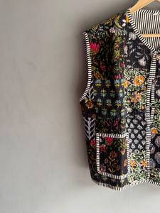 Chaleco Acolchado Floral de Algodón con Diseño de Patchwork, Cuello Redondo, Botón Único, Chaqueta de Mujer Estilo Otoño, REGALO PARA ELLA - Product Image 2