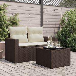 Tavolo da giardino marrone PE Rattan con prodotti in acciaio verniciato a polvere e tavoli da esterno in vetro temperato - Product Image 3
