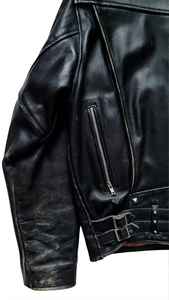 Veste de moto en cuir de vachette véritable de qualité supérieure pour homme, veste en cuir noir vintage, veste de motard slim fit pour homme - Product Image 3