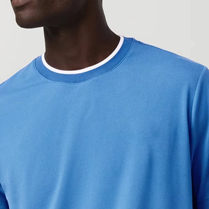 T-shirt pour homme bleu ciel avec logo personnalisé, t-shirt de sport décontracté respirant léger de qualité supérieure, col rond, manches courtes, mode estivale - Product Image 3