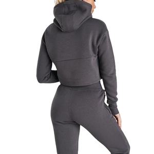 Sudadera Corta de Algodón de Color Sólido para Mujer, Diseño Nuevo, Precio al por Mayor, Informal, Transpirable, Cuello Redondo - Product Image 6