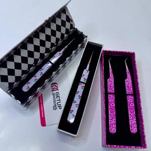GETUP BROSONS IMPEX GBI-EET-3003 45/แหนบติดขนตาเคลือบกระดาษลายเชอร์รี่และลายหัวใจ ปลายเรียบ สีเงิน ป้องกันแม่เหล็ก - Product Image 1