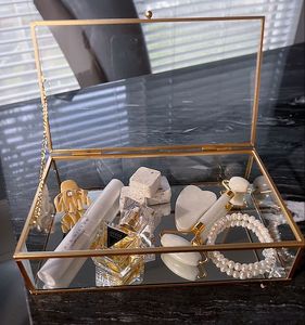 Glass <b>Storage</b> Box Rectangular With Lid Minimalist Design Hinged Cover <b>Storage</b> Organizer For Display - Product Image 6