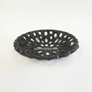 Bol décoratif en teck noir écologique de qualité supérieure avec un design sculpté artistique pour les fruits et les collations, et la décoration moderne de la maison - Product Image 4