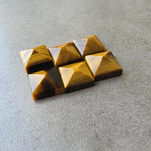 Piedra Preciosa Natural de Ojo de Tigre, Calibrada, con Base Plana Cuadrada en Forma de Pirámide, para Joyería - Product Image 5