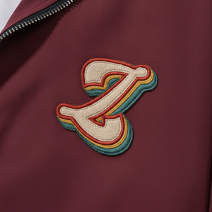 Chaqueta Bomber Borgoña para Hombre con Logotipo de la Letra Z Bordado, Cierre de Cremallera, Cuello Camisero, Ropa Casual de Otoño - Product Image 6