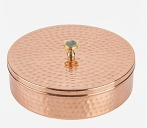 Boîte de rangement artisanale en cuivre martelé avec couvercle, récipient alimentaire rustique pour cuisine, anti-poussière, décoration métallique faite à la main - Product Image 3