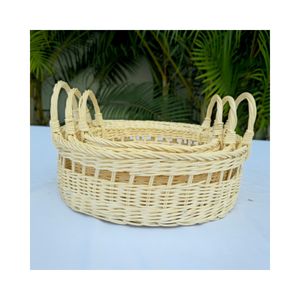Panier de rangement en rotin blanc artisanal de haute qualité avec poignées, multifonctionnel pour la cuisine et la décoration intérieure, tailles personnalisables S/M/L - Product Image 4