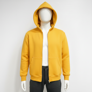 Sweat à capuche zippé personnalisé avec logo, 100 % coton épais, coupe ample et courte, épaules tombantes, pour hommes - Product Image 4