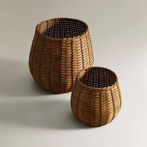 Panier de rangement ovale en rotin minimaliste, organisateur tressé simple pour la décoration moderne de la maison, les étagères et les espaces de vie, design durable - Product Image 1