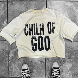T-shirt décontracté blanc à manches courtes pour homme Gods Dlan, coupe classique, col rond, 100 % coton tricoté, anti-plis - Product Image 4