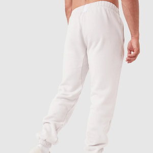 Men's <b>White</b> Cotton Sweatpants Elastic Waist Casual <b>Joggers</b> Side Pockets Midweight Autumn Wear - Product Image 2