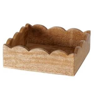 Bandeja Rectangular Festoneada de Madera de Mango en Tendencia, Plato de Madera Artesanal, Decoración Rústica para Mesa, Venta al por Mayor, Set de Regalo para el Hogar - Product Image 2