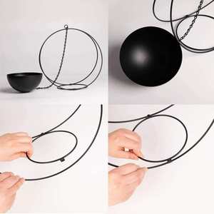 Support de plante suspendu en métal, décoration intérieure minimaliste, pot de fleurs, pour balcon, plafond, maison, jardin, noir, élégant - Product Image 4