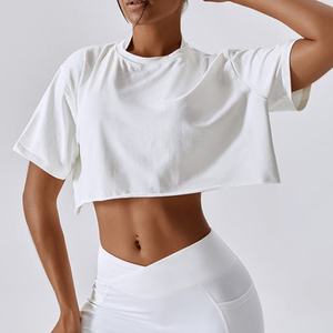 Camiseta Corta Blanca para Mujer, Cuello Redondo, Manga Corta, Corte Regular, Estampada, Informal, Transpirable, de Secado Rápido, Antiarrugas, Tejido Jersey - Product Image 1