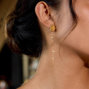 Pendientes Colgantes de Sol de Acero Inoxidable con PVD de Oro de 18K al por Mayor - Product Image 3